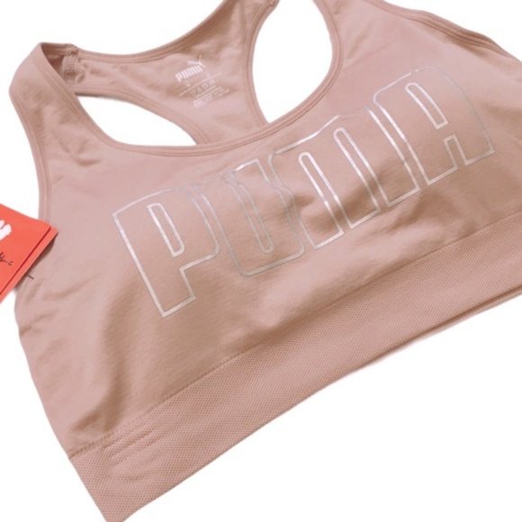 NWT PUMA Natural Seamless Graphic Logo Sports Bra - Picture 2 of 6